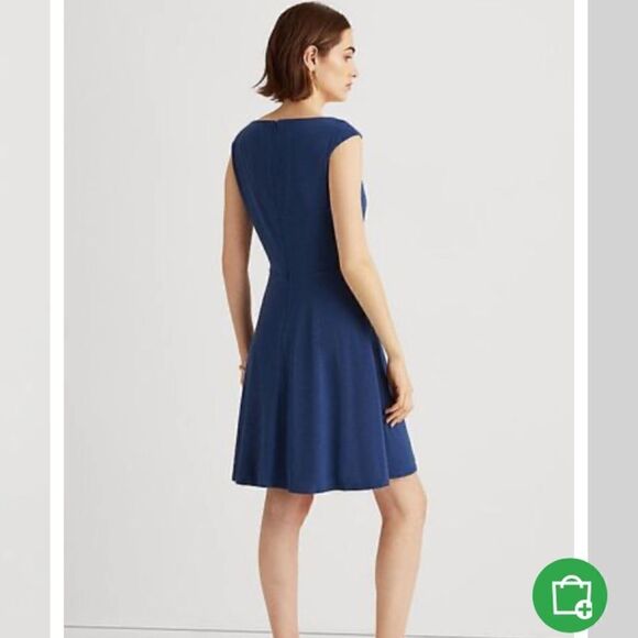 Lauren Ralph Lauren Miralavia Fit & Flare Navy Jersey Stretch Dress- twist waist - Picture 13 of 16